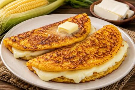 Cachapas venezolanas de maíz tierno con queso