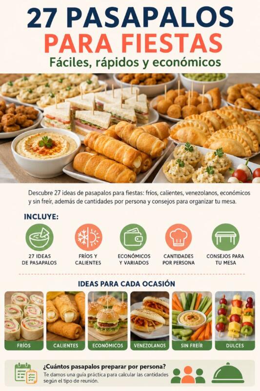 27 pasapalos para fiestas fáciles, rápidos y económicos