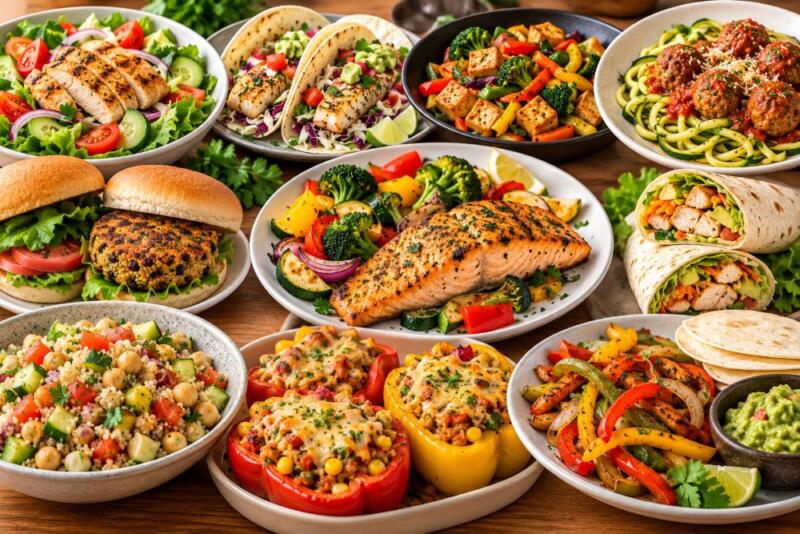 Cenas familiares rápidas y fáciles con pollo, pescado y vegetales