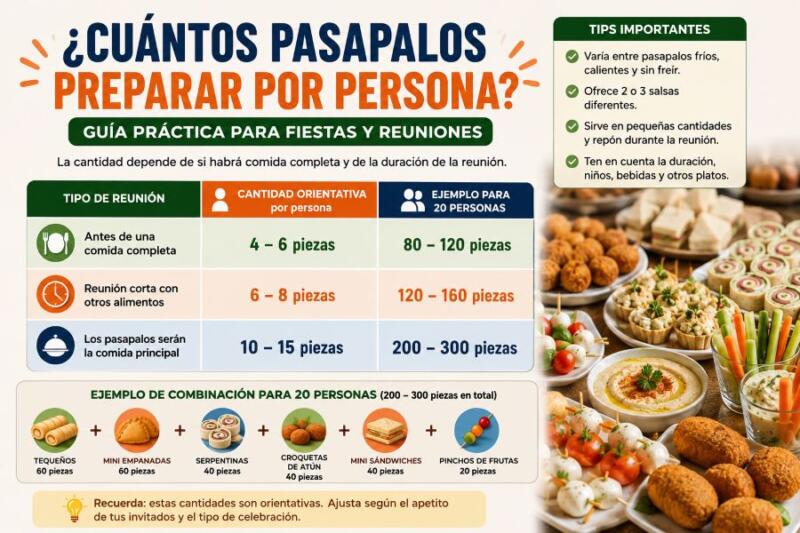 Cuántos pasapalos preparar por persona para una fiesta o reunión